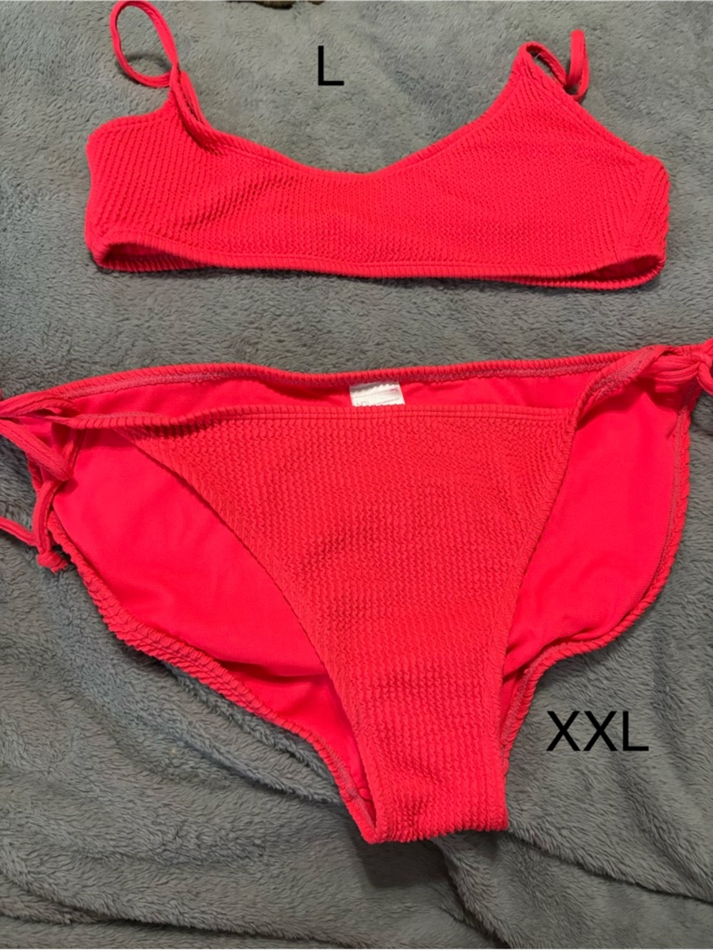 No Boundaries Hot Pink Textured Ribbed Bikini Set